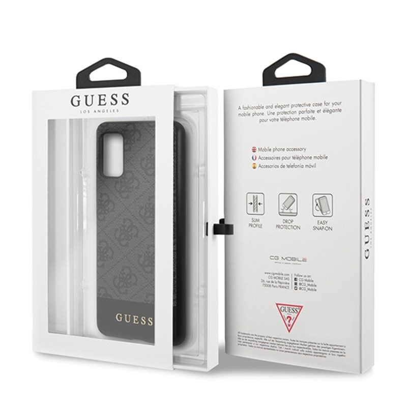 Guess 4G Bottom Stripe Collection - Etui Samsung Galaxy A41 (szary)