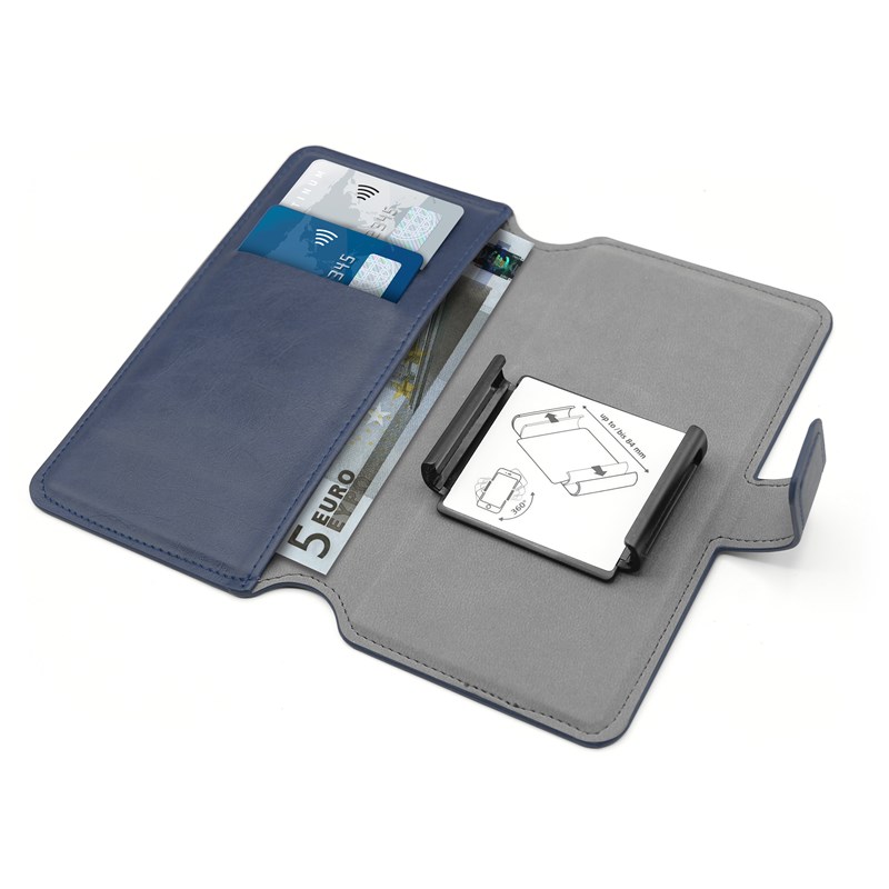 PURO Universal Wallet 360° - Uniwersalne etui obrotowe z kieszeniami na karty, rozmiar XL (granatowy)
