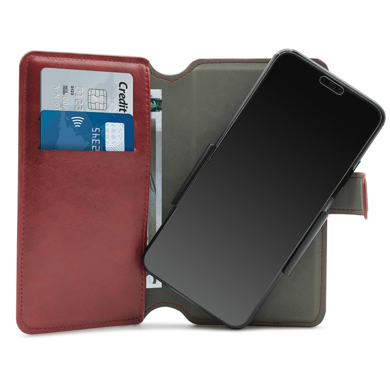 PURO Universal Wallet 360° - Uniwersalne etui obrotowe z kieszeniami na karty, rozmiar XL (czerwony)
