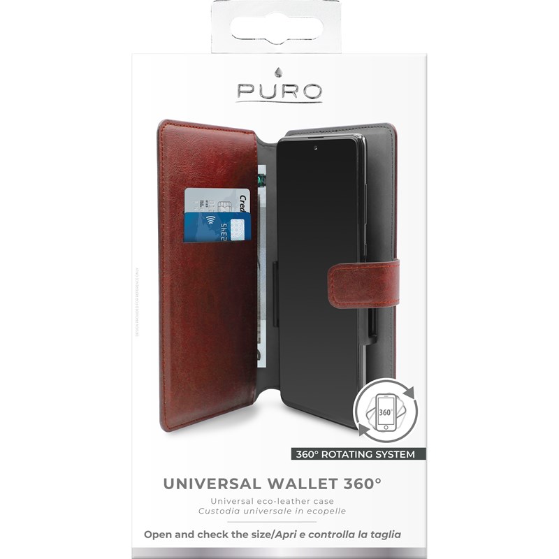 PURO Universal Wallet 360° - Uniwersalne etui obrotowe z kieszeniami na karty, rozmiar XXL (czerwony)