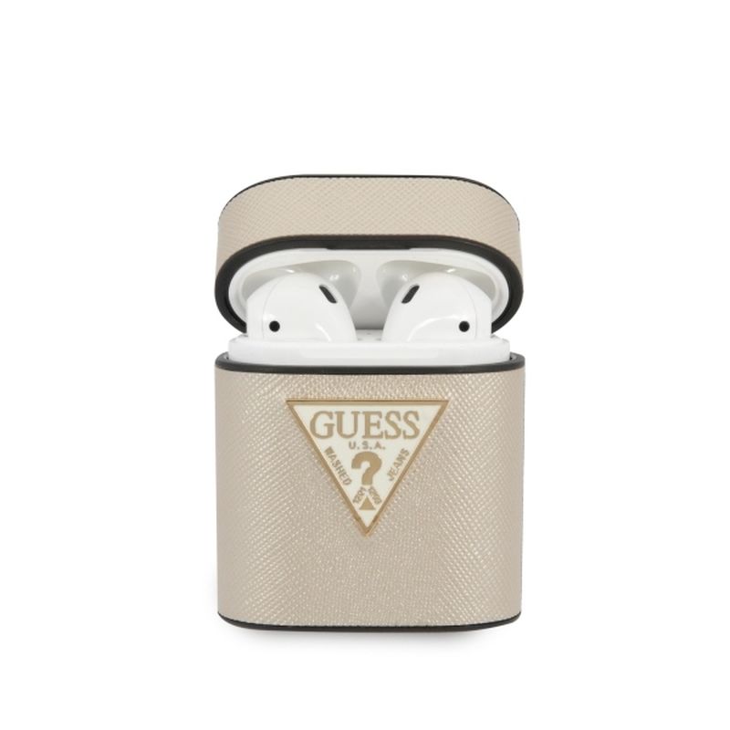Guess Saffiano - Etui Airpods (beżowy)