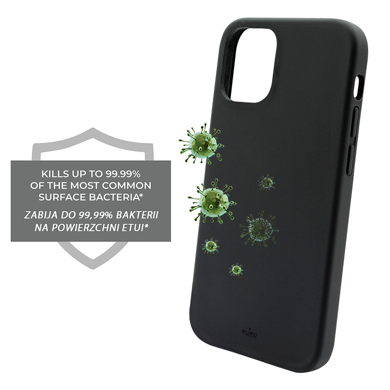 PURO ICON Cover - Etui iPhone 12 Mini z ochroną antybakteryjną (czarny)