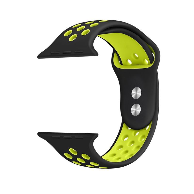 Crong Duo Sport - Pasek do Apple Watch 42/44/45/49 mm (czarny/limonkowy)