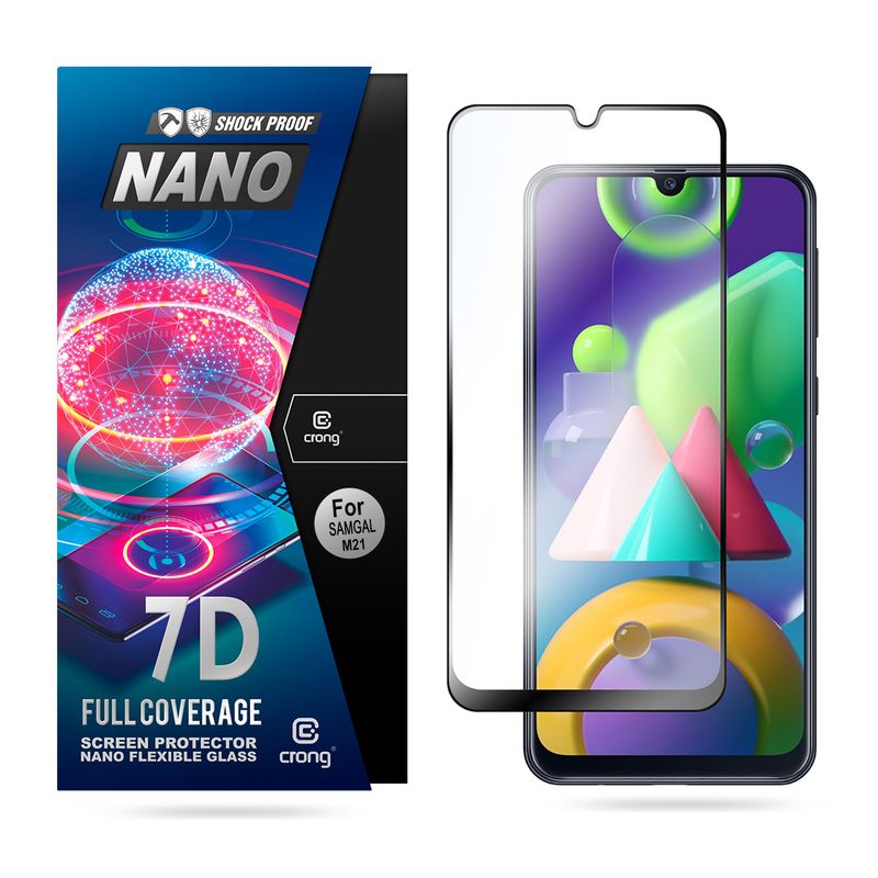 Crong 7D Nano Flexible Glass - Szkło hybrydowe 9H na cały ekran Samsung Galaxy M21
