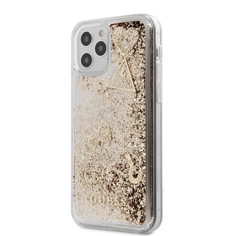 Guess Liquid Glitter Charms - Etui iPhone 12 Pro Max (złoty)