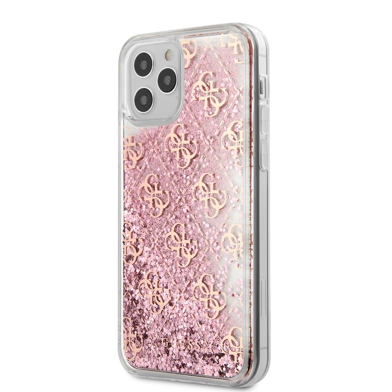 Guess 4G Liquid Glitter - Etui iPhone 12 / iPhone 12 Pro (różowy)