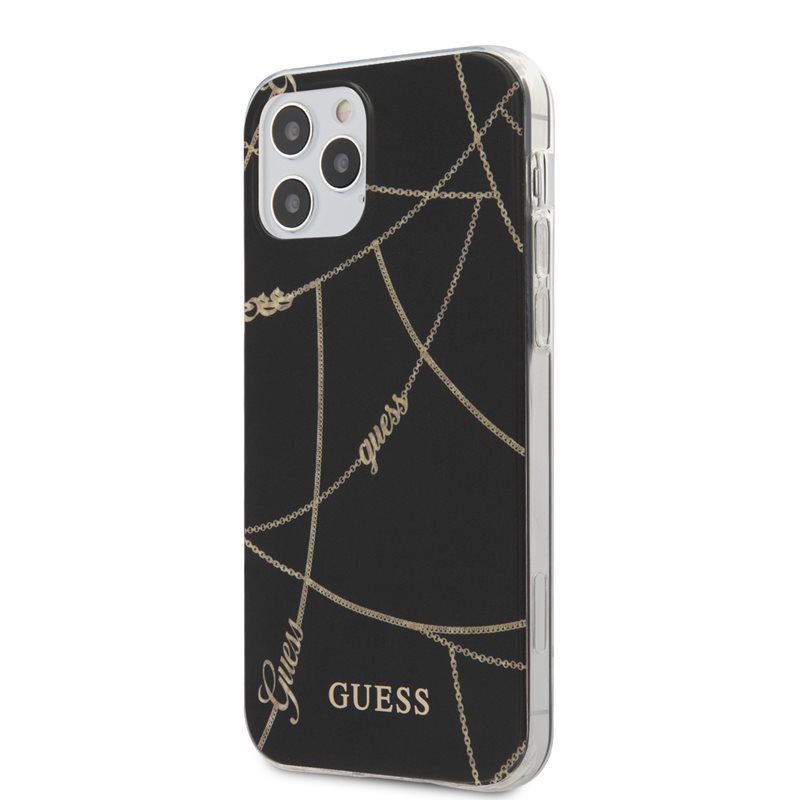 Guess Gold Chain - Etui iPhone 12 / iPhone 12 Pro (czarny)