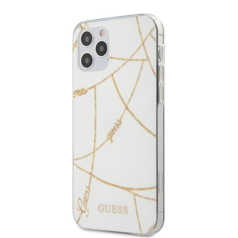 Guess Gold Chain - Etui iPhone 12 / iPhone 12 Pro (biały)
