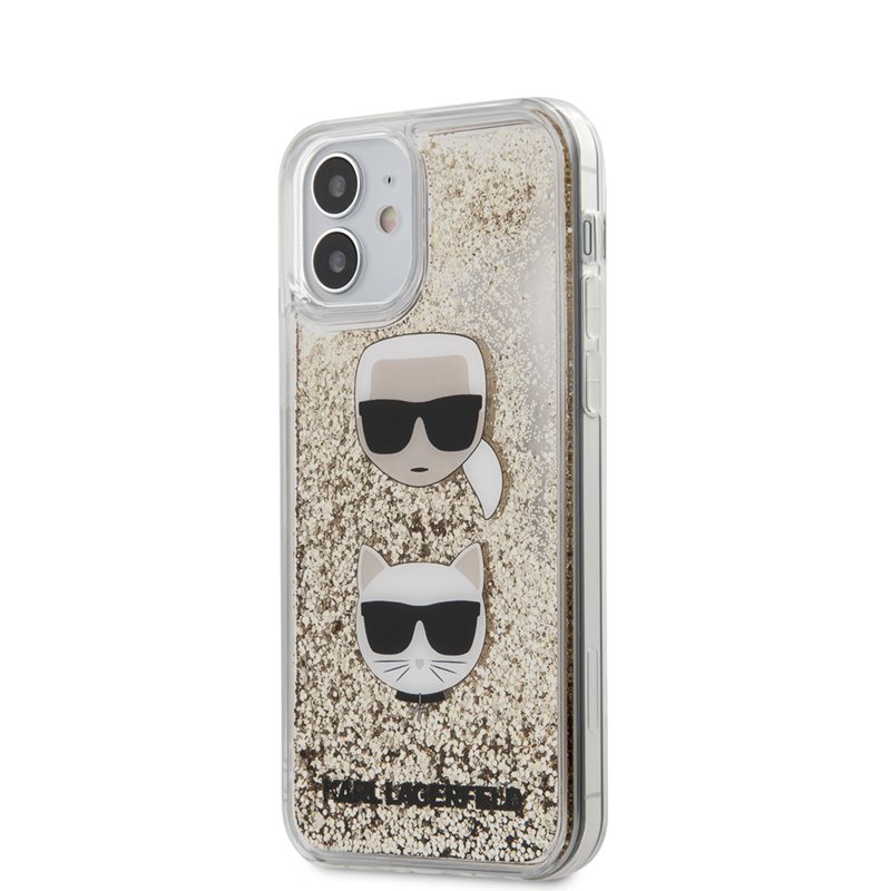 Karl Lagerfeld Liquid Glitter 2 Heads - Etui iPhone 12 Mini (złoty)