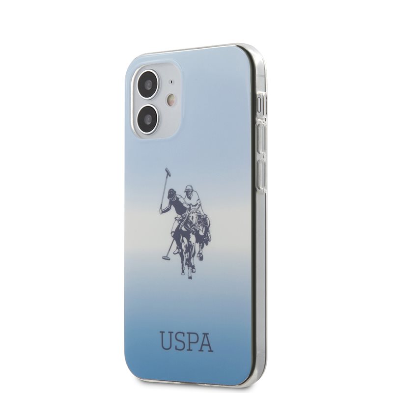 US Polo Assn Dh & Logo Gradient - Etui iPhone 12 Mini (niebieski)