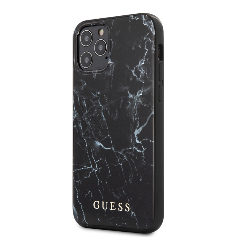 Guess Marble - Etui iPhone 12 / iPhone 12 Pro (czarny)