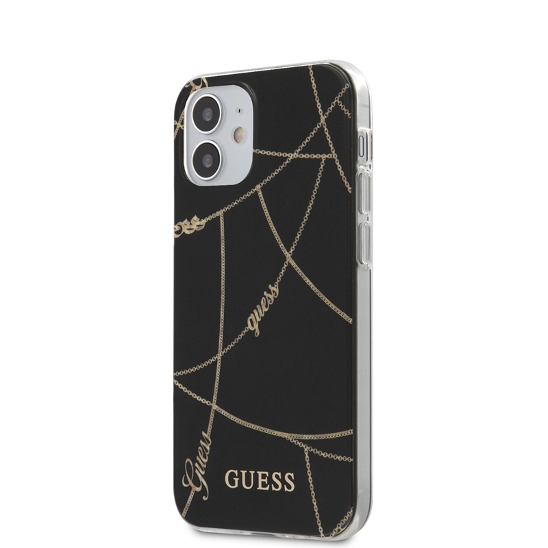 Guess Gold Chain - Etui iPhone 12 Mini (czarny)