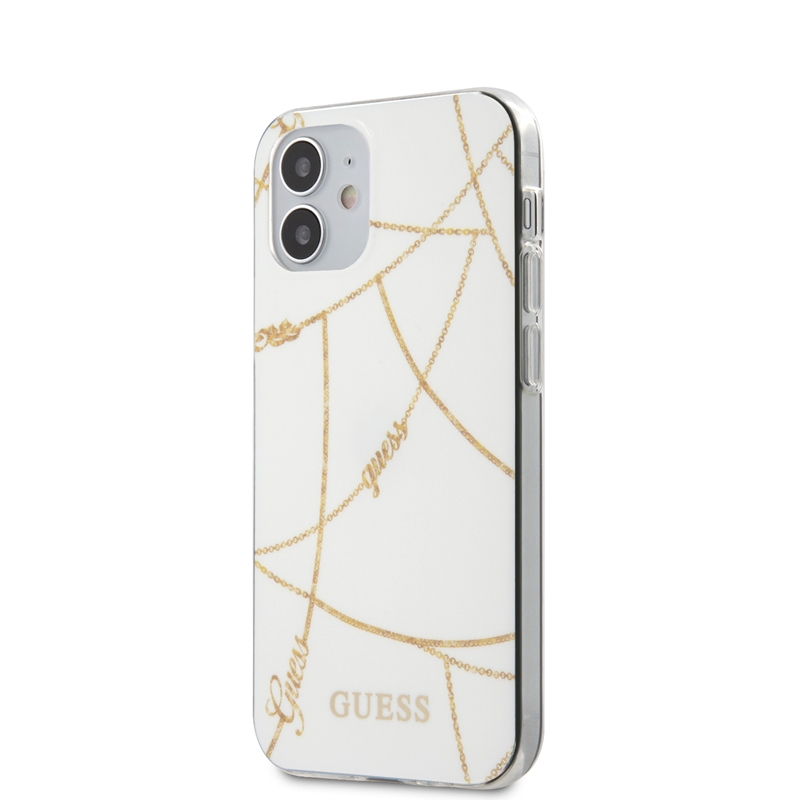 Guess Gold Chain - Etui iPhone 12 Mini (biały)