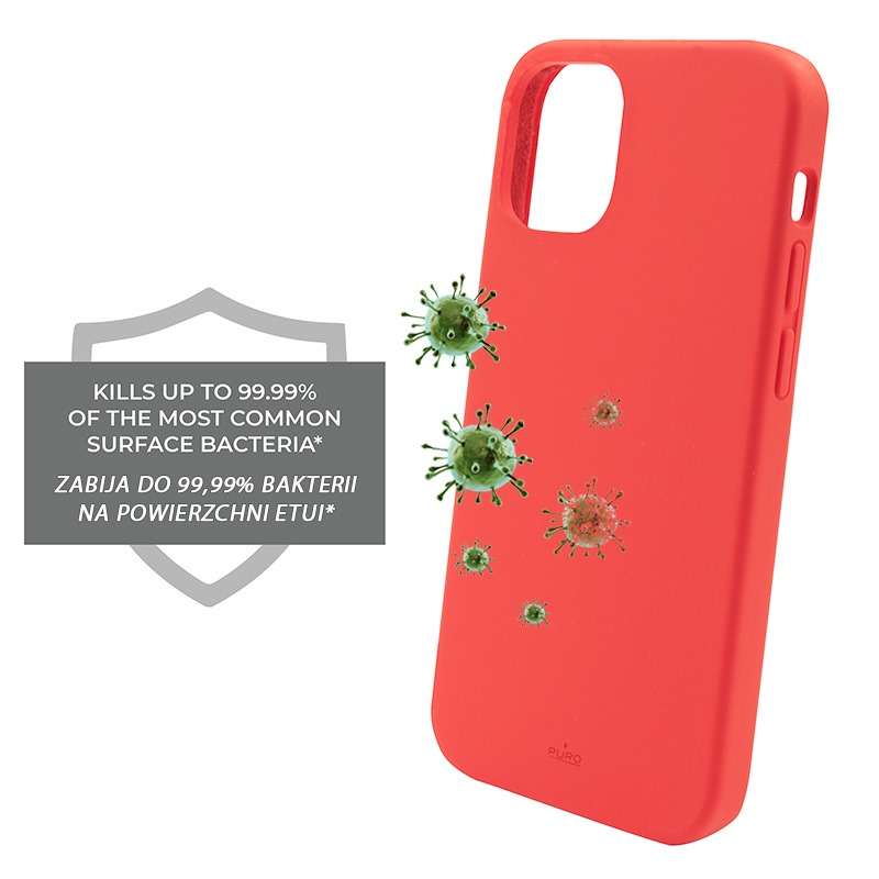 PURO ICON Cover - Etui iPhone 12 / iPhone 12 Pro z ochroną antybakteryjną (czerwony)