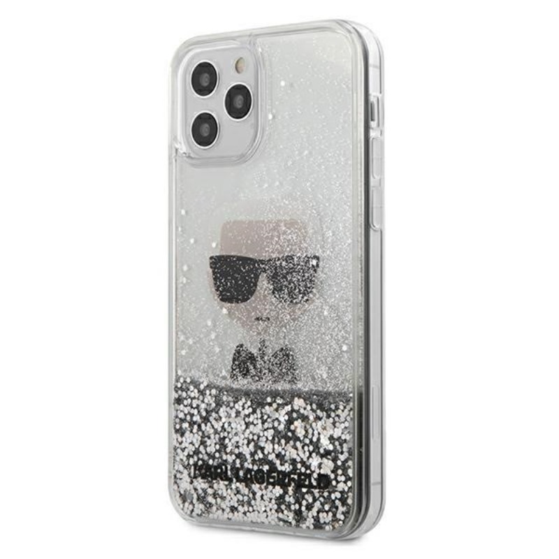 Karl Lagerfeld Liquid Glitter Ikonik - Etui iPhone 12 Pro Max (srebrny)