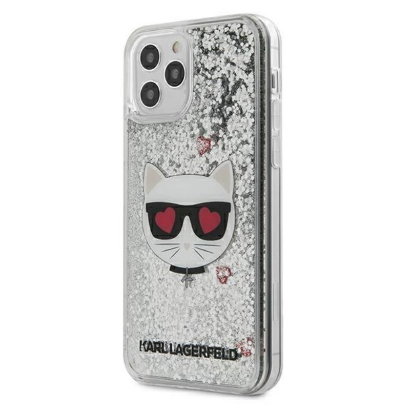 Karl Lagerfeld Liquid Glitter Choupette - Etui iPhone 12 Pro Max (srebrny)