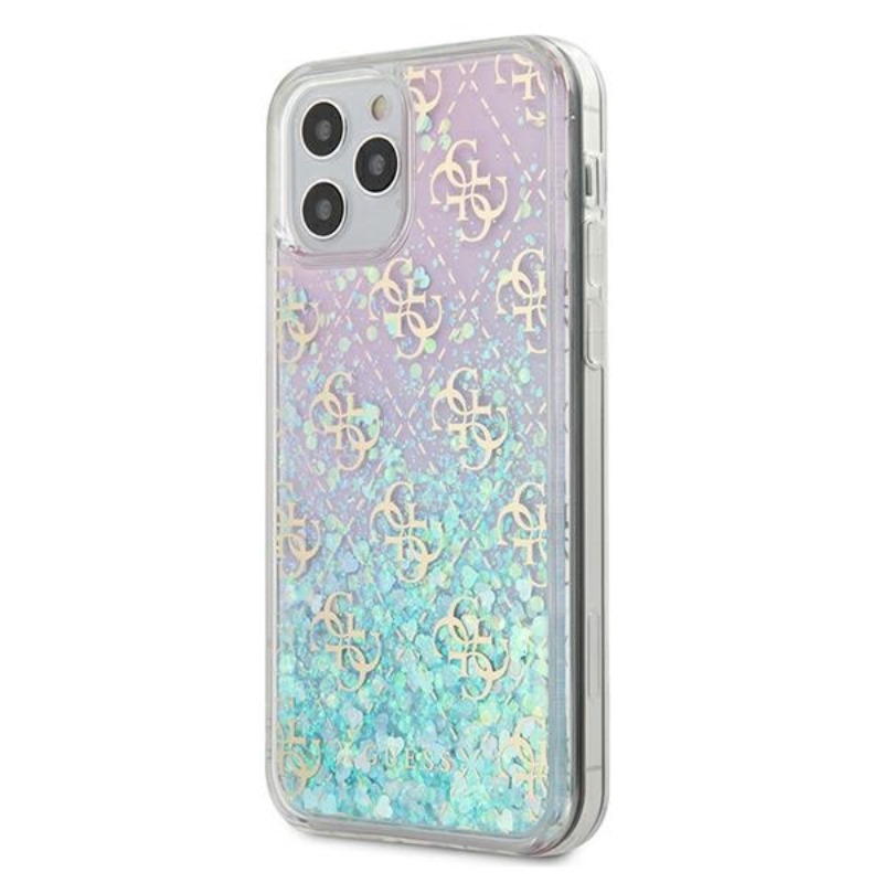 Guess 4G Liquid Glitter - Etui iPhone 12 Pro Max (różowy/turkusowy)