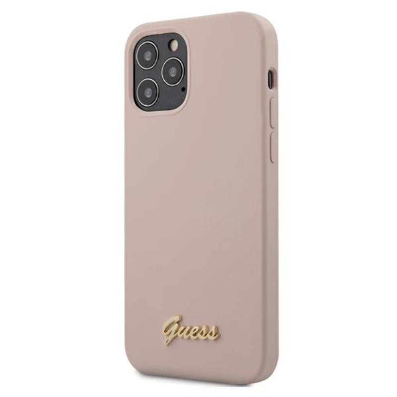 Guess Silicone Script - Etui iPhone 12 / iPhone 12 Pro (różowy)