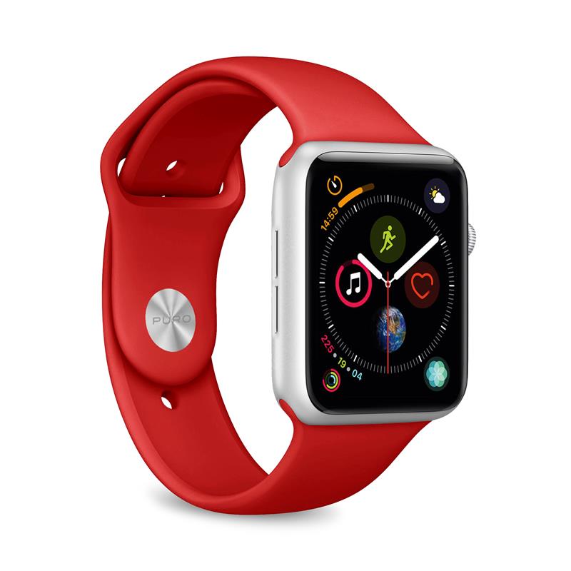 PURO ICON - Elastyczny pasek sportowy do Apple Watch 38/40/41 mm (S/M & M/L) (czerwony)