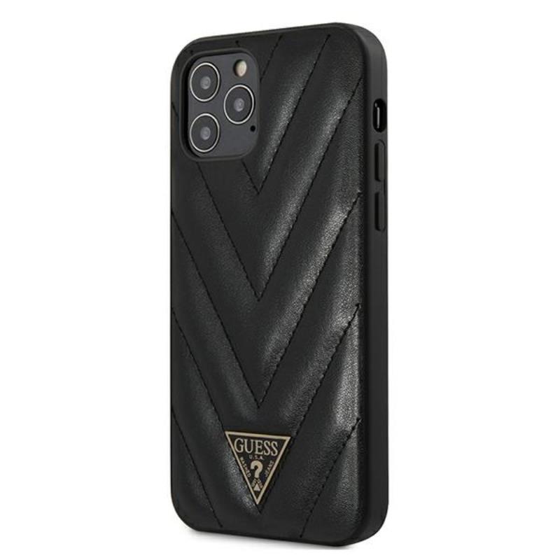 Guess V Quilted - Etui iPhone 12 Pro Max (czarny)