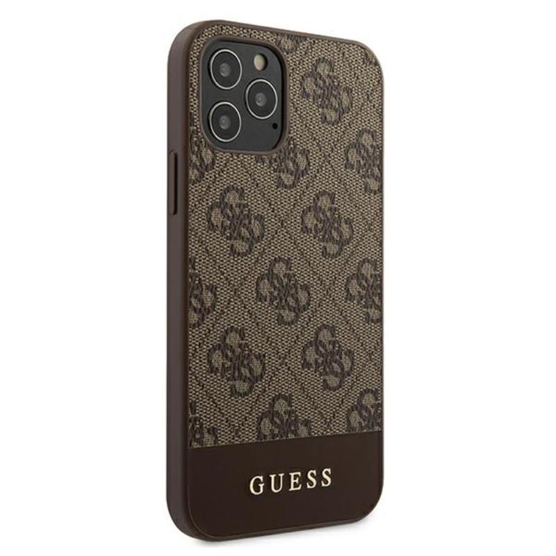 Guess 4G Bottom Stripe Collection - Etui iPhone 12 Pro Max (brązowy)
