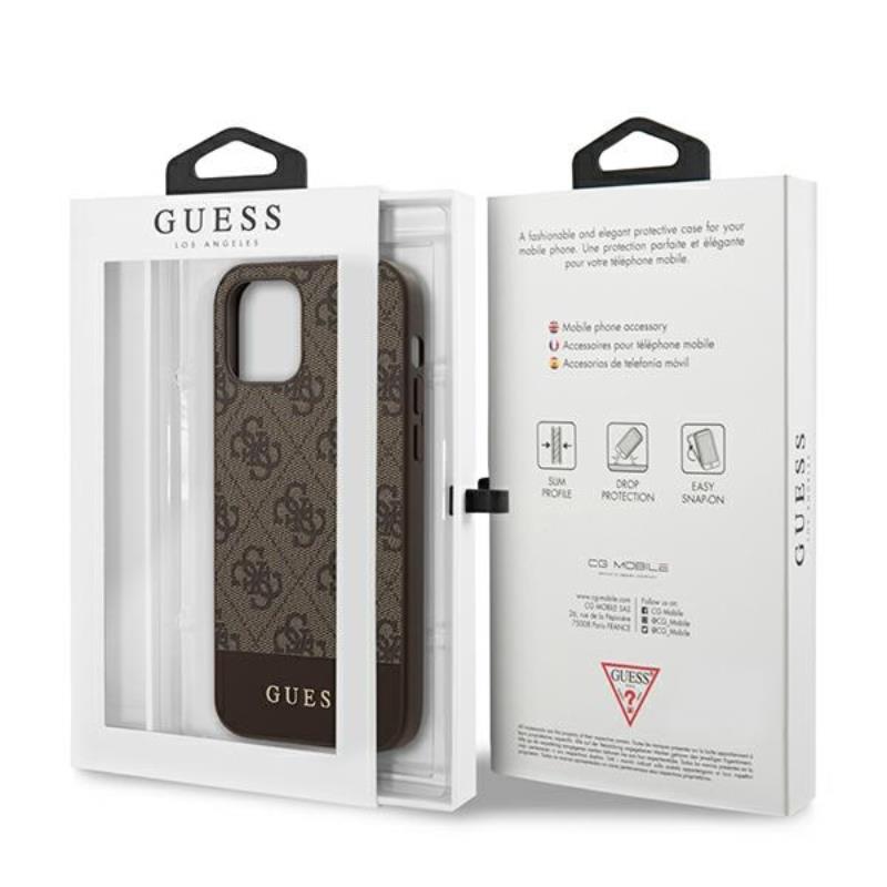 Guess 4G Bottom Stripe Collection - Etui iPhone 12 Pro Max (brązowy)