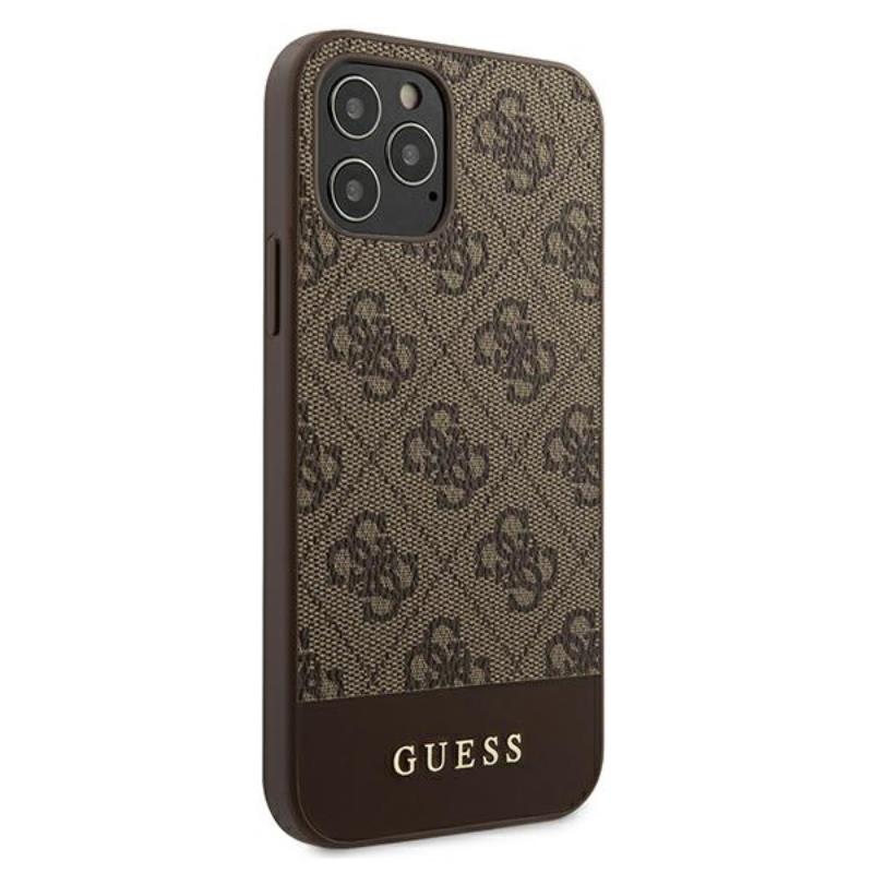 Guess 4G Bottom Stripe Collection - Etui iPhone 12 / iPhone 12 Pro (brązowy)