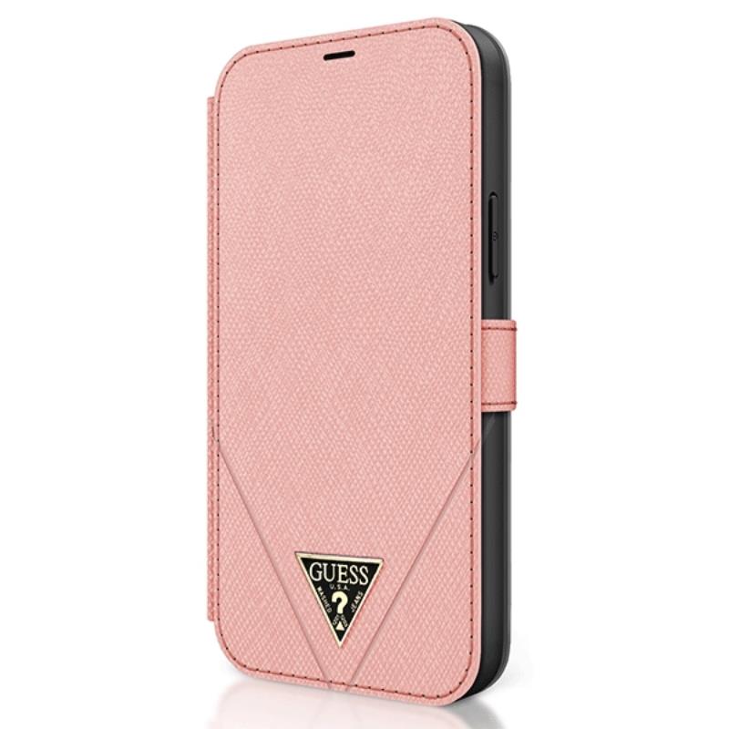 Guess Booktype Saffiano V – Etui iPhone 12 / iPhone 12 Pro (różowy)