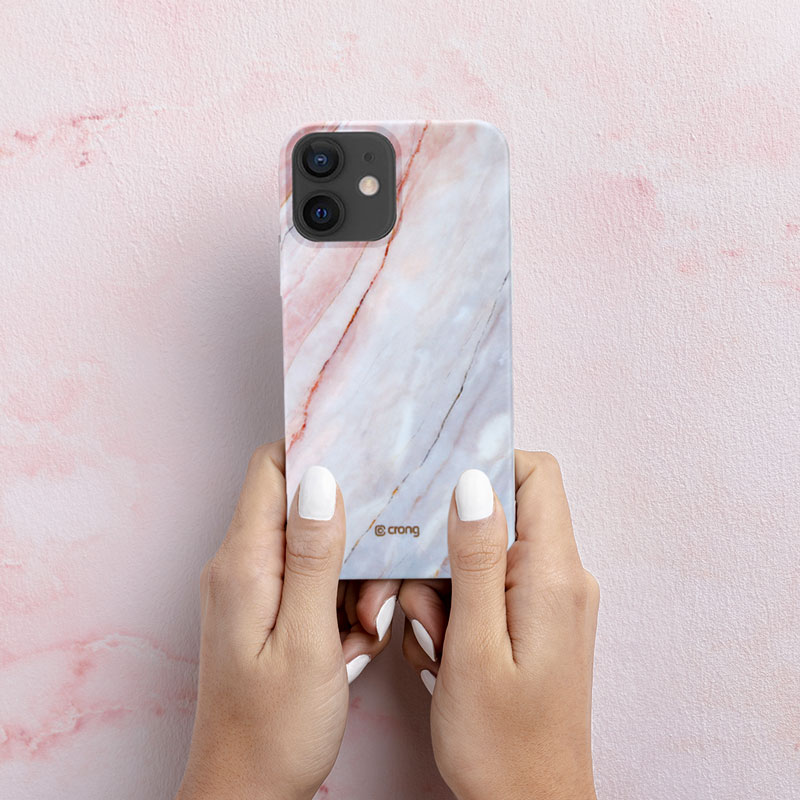 Crong Marble Case - Etui iPhone 12 Mini (różowy)