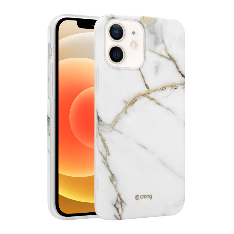 Crong Marble Case - Etui iPhone 12 Mini (biały)