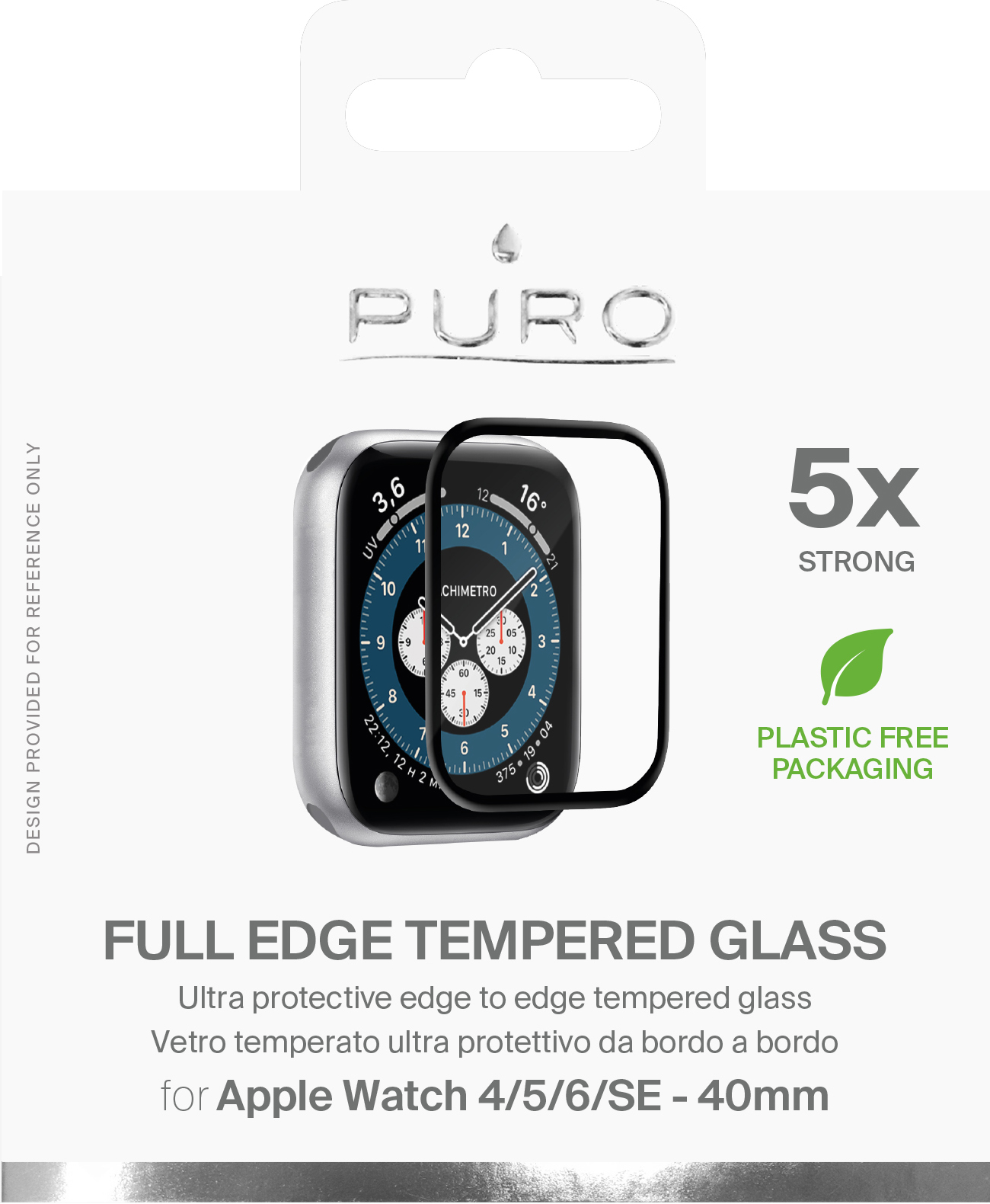 PURO Full Edge Tempered Glass - Szkło ochronne hartowane na ekran Apple Watch 4/5/6/SE 40 mm (czarna ramka)