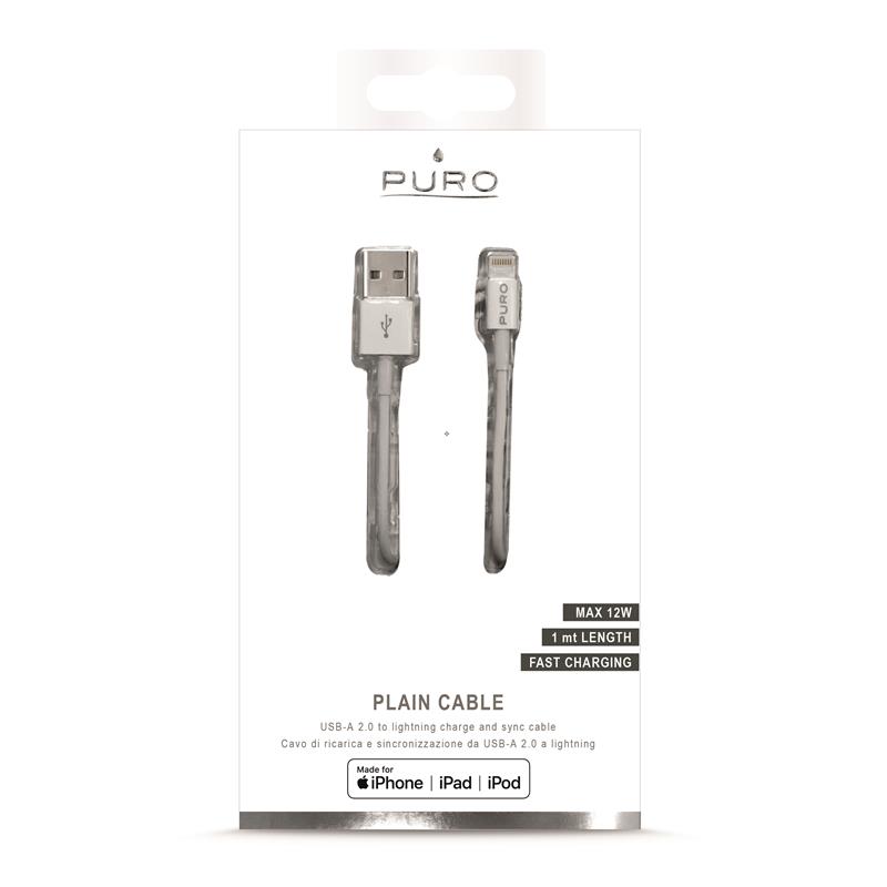 PURO Plain - Kabel połączeniowy USB Apple złącze Lightning MFi 1m (biały)