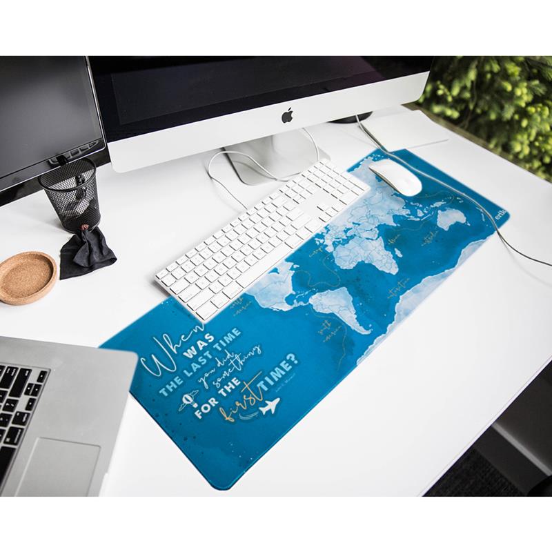 Mata gamingowa / na biurko Mapa świata XXL (niebieski)