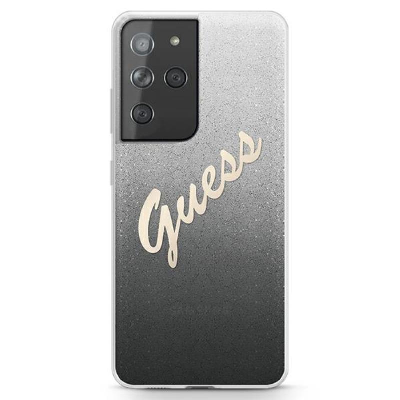 Guess Glitter Gradient Script - Etui Samsung Galaxy S21 Ultra (czarny)