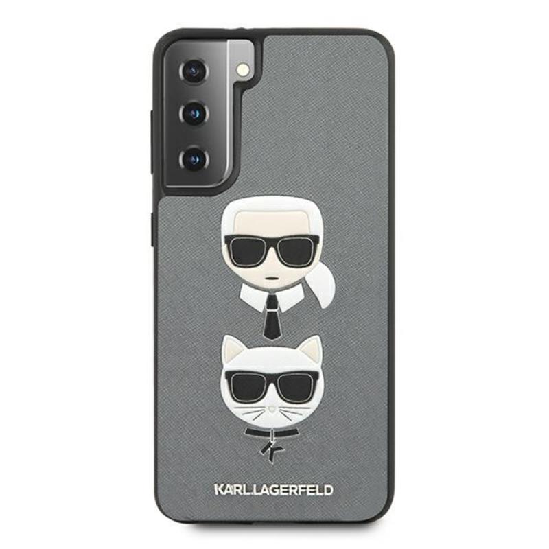 Karl Lagerfeld Saffiano Karl & Choupette Heads - Etui Samsung Galaxy S21 (srebrny)