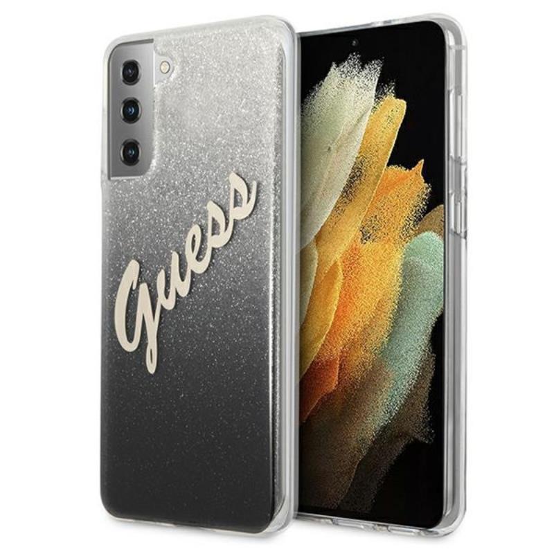 Guess Glitter Gradient Script - Etui Samsung Galaxy S21+ (czarny)