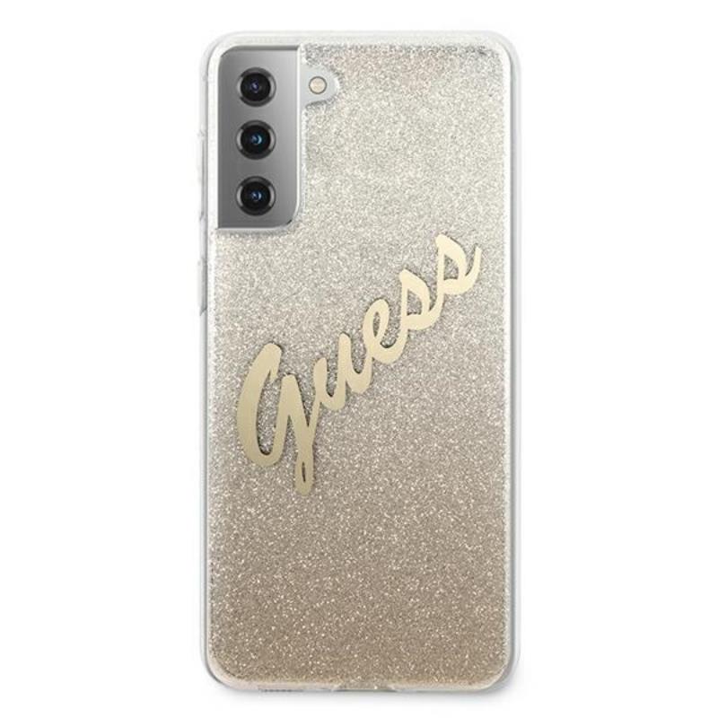 Guess Glitter Gradient Script - Etui Samsung Galaxy S21 (złoty)
