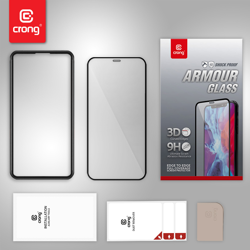 Crong Anti-Bacterial 3D Armour Glass – Szkło hartowane 9H na cały ekran iPhone 12 Pro Max + ramka instalacyjna