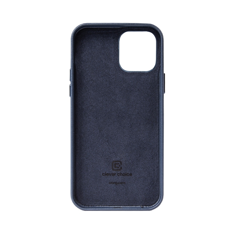 Crong Essential Cover - Etui ze skóry ekologicznej iPhone 12 / iPhone 12 Pro (granatowy)