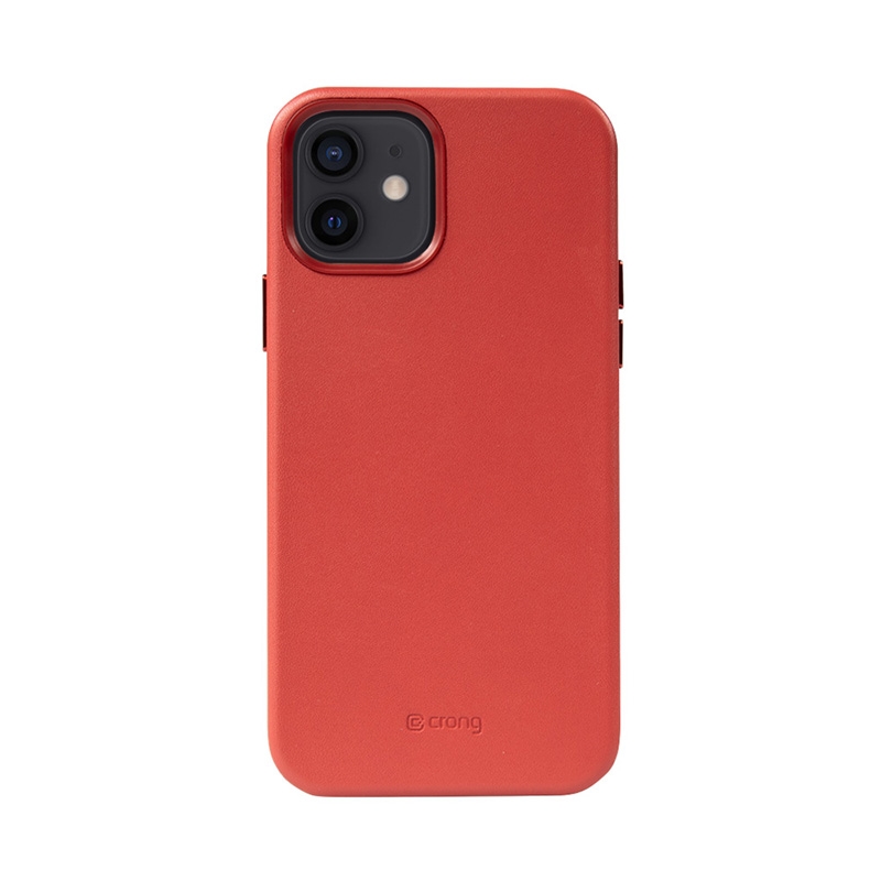 Crong Essential Cover - Etui ze skóry ekologicznej iPhone 12 / iPhone 12 Pro (czerwony)