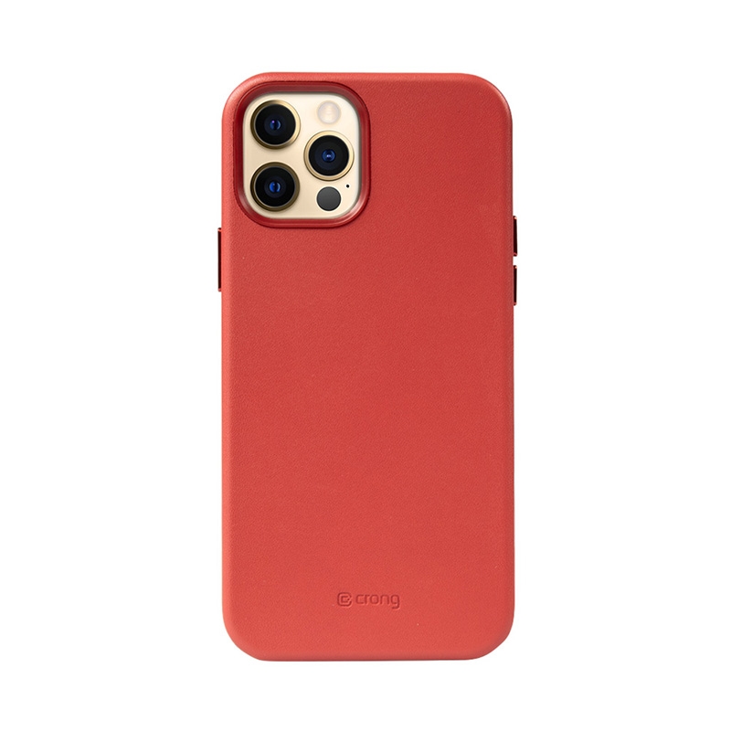 Crong Essential Cover - Etui ze skóry ekologicznej iPhone 12 Pro Max (czerwony)