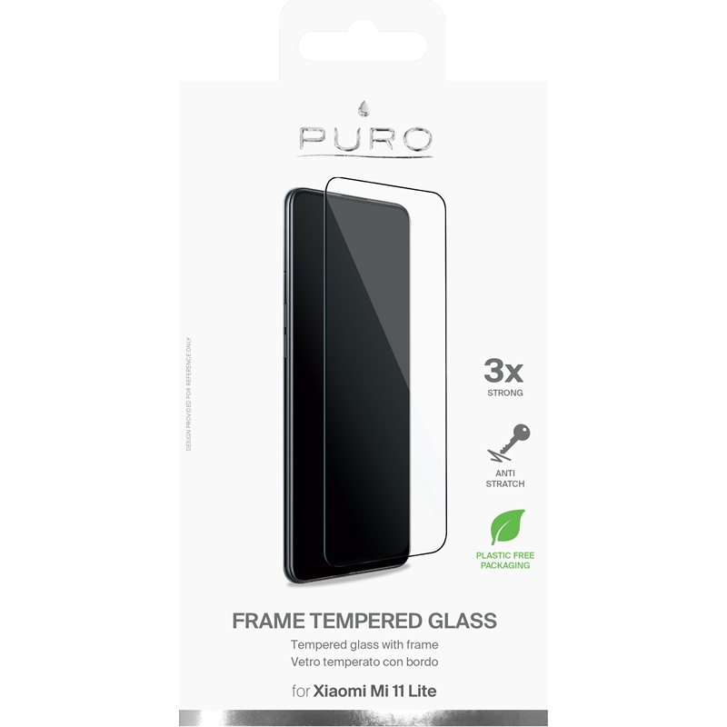 PURO Frame Tempered Glass - Szkło ochronne hartowane na ekran Xiaomi Mi 11 LITE (czarna ramka)