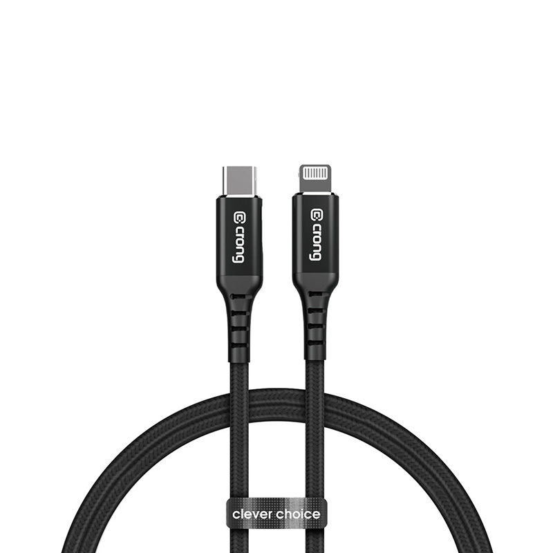 Crong Armor Link - Kabel USB-C Lightning Fast Charging z certyfikat MFi 150cm (czarny)