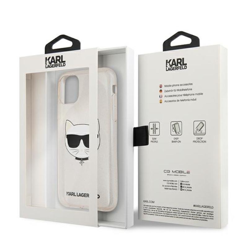 Karl Lagerfeld Choupette Head Glitter - Etui iPhone 11 (złoty)