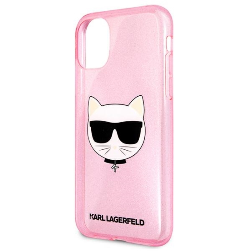 Karl Lagerfeld Choupette Head Glitter - Etui iPhone 11 (różowy)