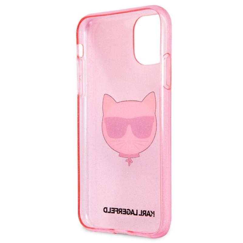Karl Lagerfeld Choupette Head Glitter - Etui iPhone 11 (różowy)