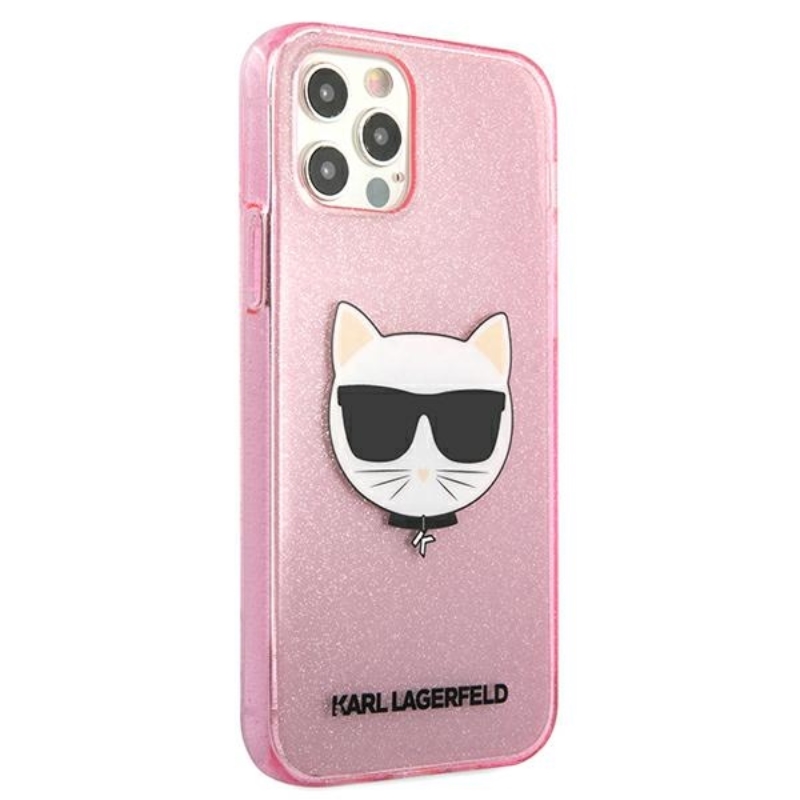 Karl Lagerfeld Choupette Head Glitter - Etui iPhone 12 Pro Max (różowy)
