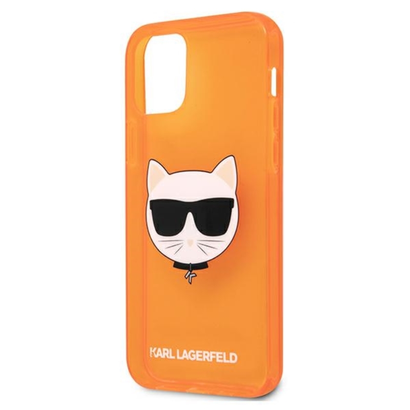 Karl Lagerfeld Choupette Head - Etui iPhone 12 / iPhone 12 Pro (fluo pomarańczowy)