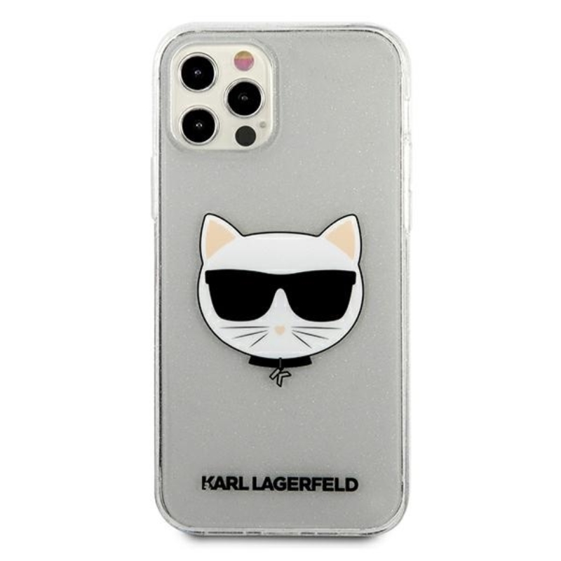 Karl Lagerfeld Choupette Head Glitter - Etui iPhone 12 / iPhone 12 Pro (srebrny)