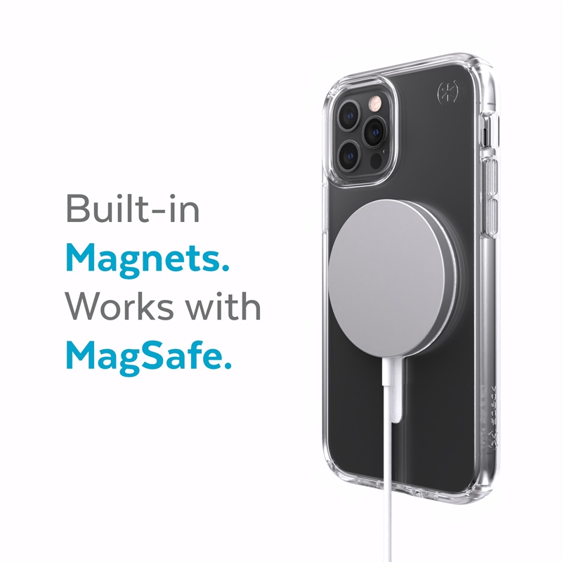 Speck Presidio Perfect-Clear + MagSafe – Etui iPhone 12 / iPhone 12 Pro z powłoką MICROBAN (Clear)